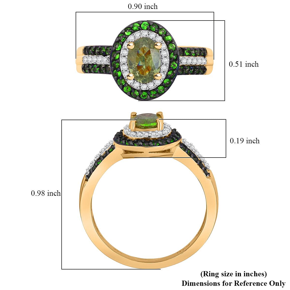 D'Joy Ambanja Demantoid Garnet and Multi Gemstone 1.40 ctw Verdant Aura Ring in 18K Vermeil Yellow Gold Over Sterling Silver (Size 7.0) image number 5