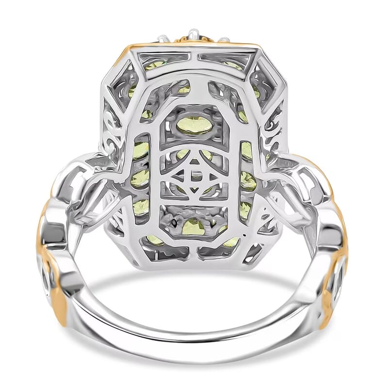 D'Joy Ambanja Demantoid Garnet 3.40 ctw Art Deco Ring in 18K Vermeil YG and Rhodium Over Sterling Silver (Size 10.0)