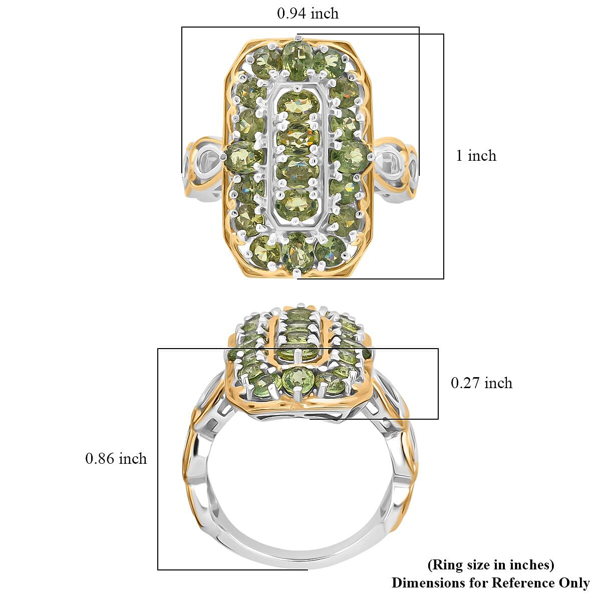 D'Joy Ambanja Demantoid Garnet 3.40 ctw Art Deco Ring in 18K Vermeil YG and Rhodium Over Sterling Silver (Size 6.0) image number 5