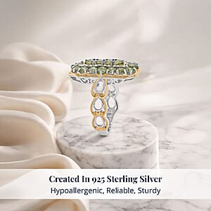 D'Joy Ambanja Demantoid Garnet 3.40 ctw Art Deco Ring in 18K Vermeil YG and Rhodium Over Sterling Silver (Size 7.0)
