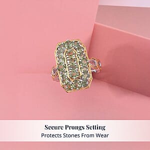 D'Joy Ambanja Demantoid Garnet 3.40 ctw Art Deco Ring in 18K Vermeil YG and Rhodium Over Sterling Silver (Size 7.0)