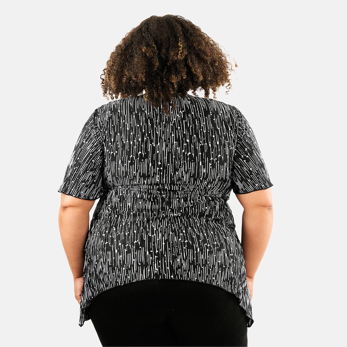 BRITANY BLACK Black Feather Faux Twinset Blouse with Sequin - S image number 1