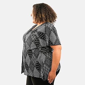 BRITANY BLACK Black Bandana Faux Twinset Blouse with Sequin - S