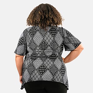 BRITANY BLACK Black Bandana Faux Twinset Blouse with Sequin - XL