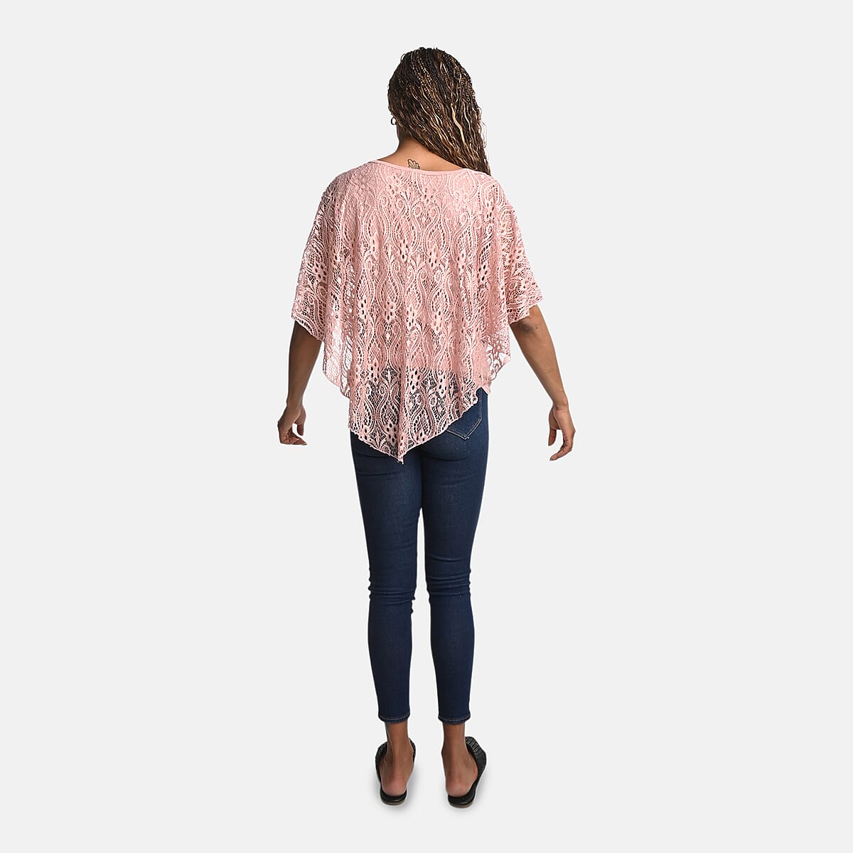 BRITANY BLACK Dusty Rose Stretch Lace 2 Layer Blouse with Sequin - S image number 1