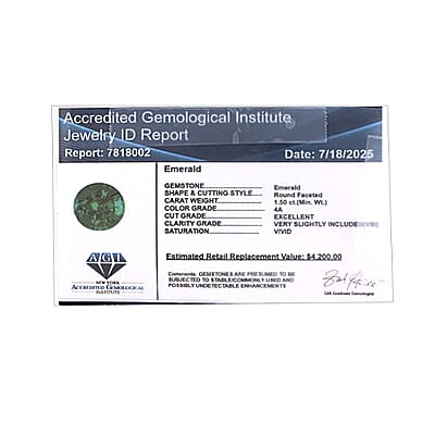 Certified & Appraised AAAA Gemfields Emerald (Rnd Free Size) 1.50 ctw
