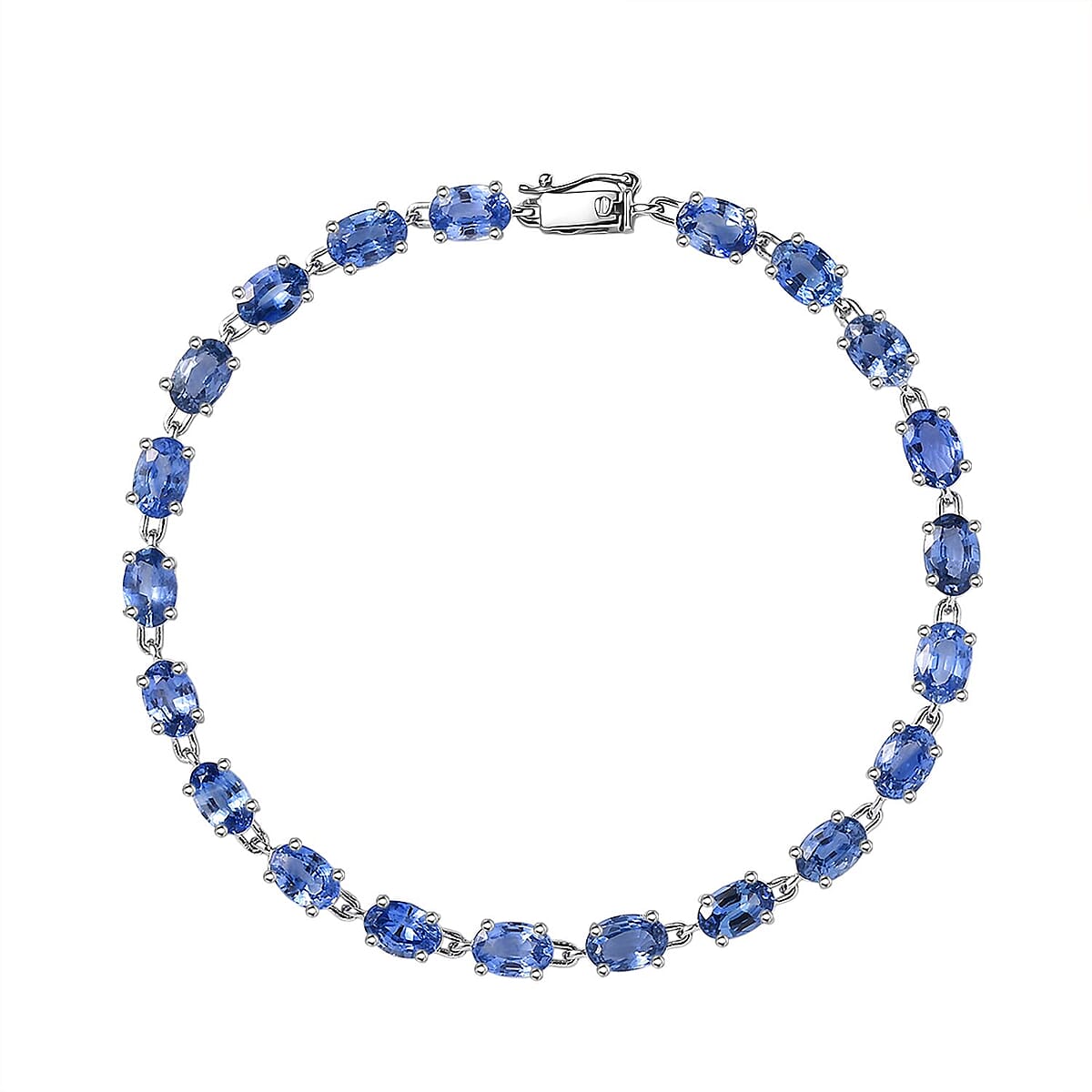 Luxoro AAA Ceylon Sapphire 12.20 ctw Classic Tennis Bracelet in 10K White Gold (7.25 In) image number 0