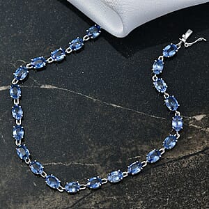 Luxoro AAA Ceylon Sapphire 12.20 ctw Classic Tennis Bracelet in 10K White Gold (7.25 In)