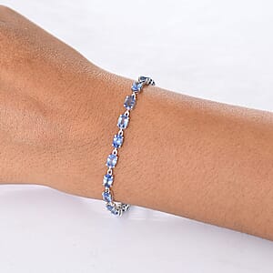 Luxoro AAA Ceylon Sapphire 12.20 ctw Classic Tennis Bracelet in 10K White Gold (7.25 In)