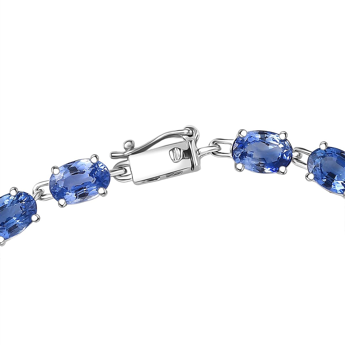 Luxoro AAA Ceylon Sapphire 12.20 ctw Classic Tennis Bracelet in 10K White Gold (7.25 In) image number 3