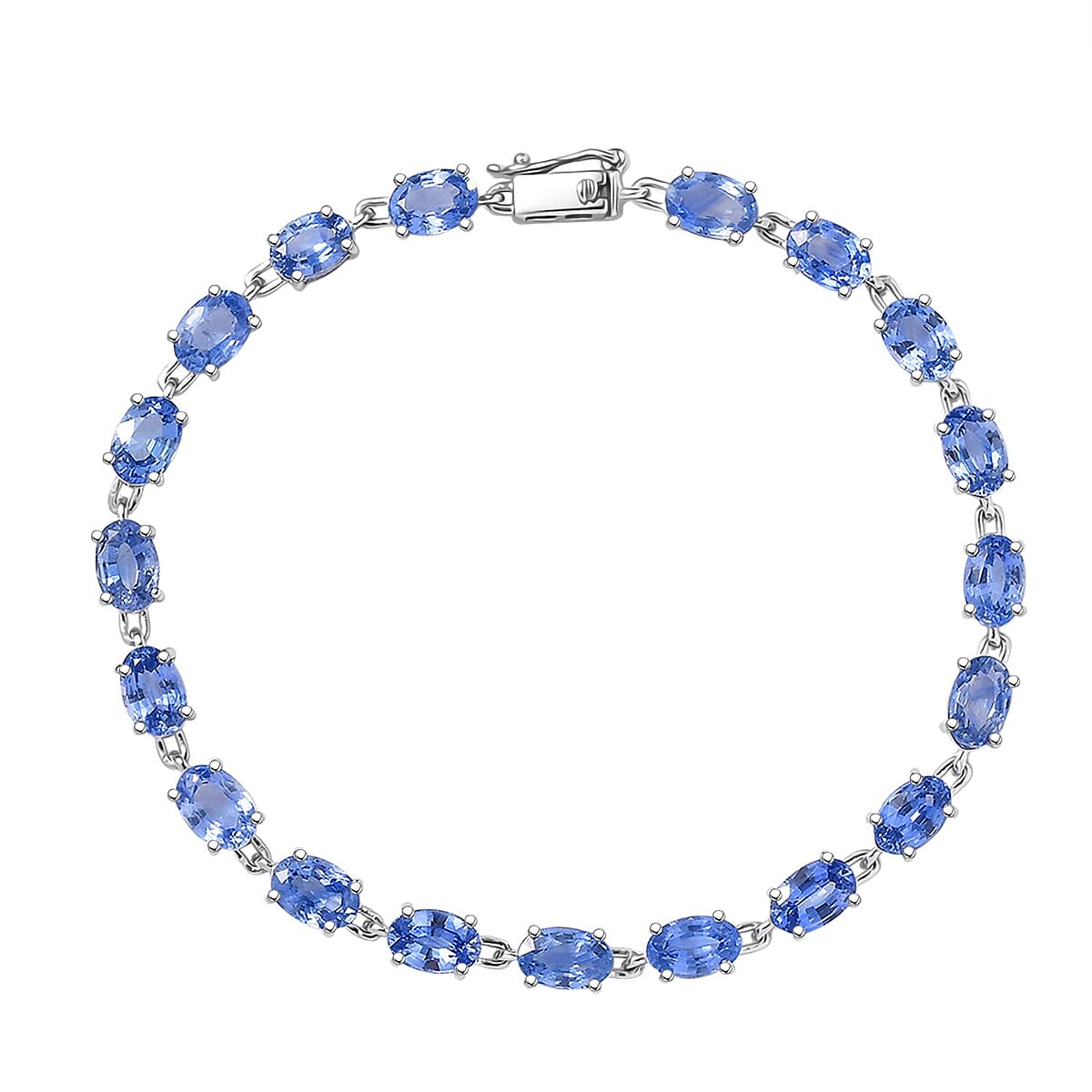 Luxoro AAA Ceylon Sapphire 11.15 ctw Classic Tennis Bracelet in 10K White Gold (6.50 In) image number 0
