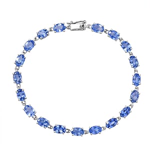 Luxoro AAA Ceylon Sapphire 11.15 ctw Classic Tennis Bracelet in 10K White Gold (6.50 In)