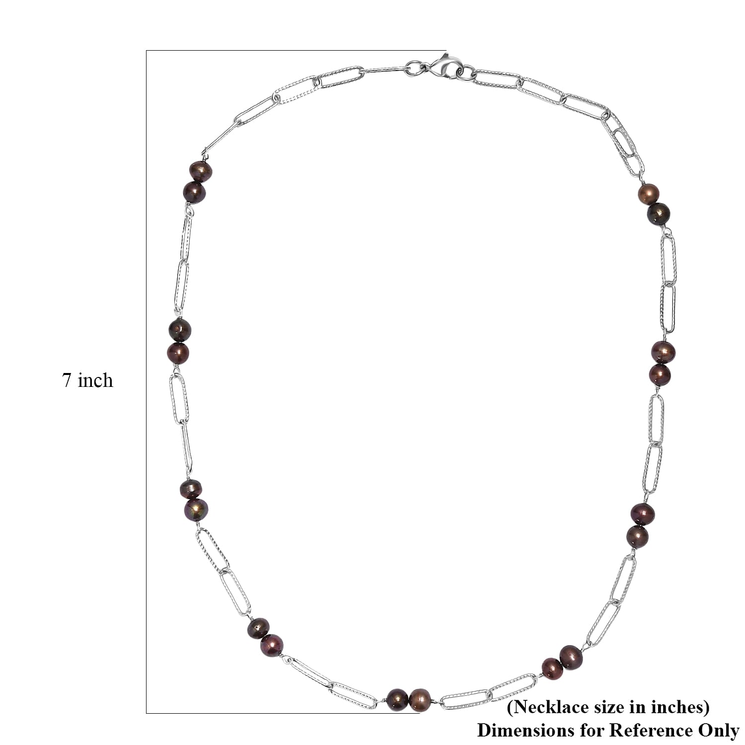 Bronze Dyed Pearl Paper Clip Chain Necklace in Stainless Steel 20 Inches