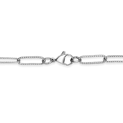 Peacock Pearl (D) Paper Clip Chain Necklace in Stainless Steel 20 Inches