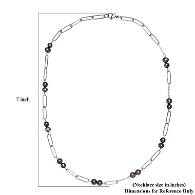 Peacock Pearl (D) Paper Clip Chain Necklace in Stainless Steel 20 Inches