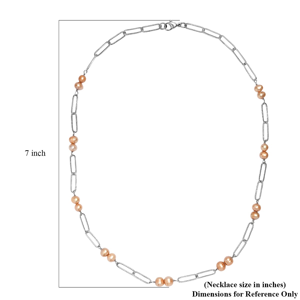 Golden Pearl Pearl Paper Clip Chain Necklace in Stainless Steel 20 Inches image number 5