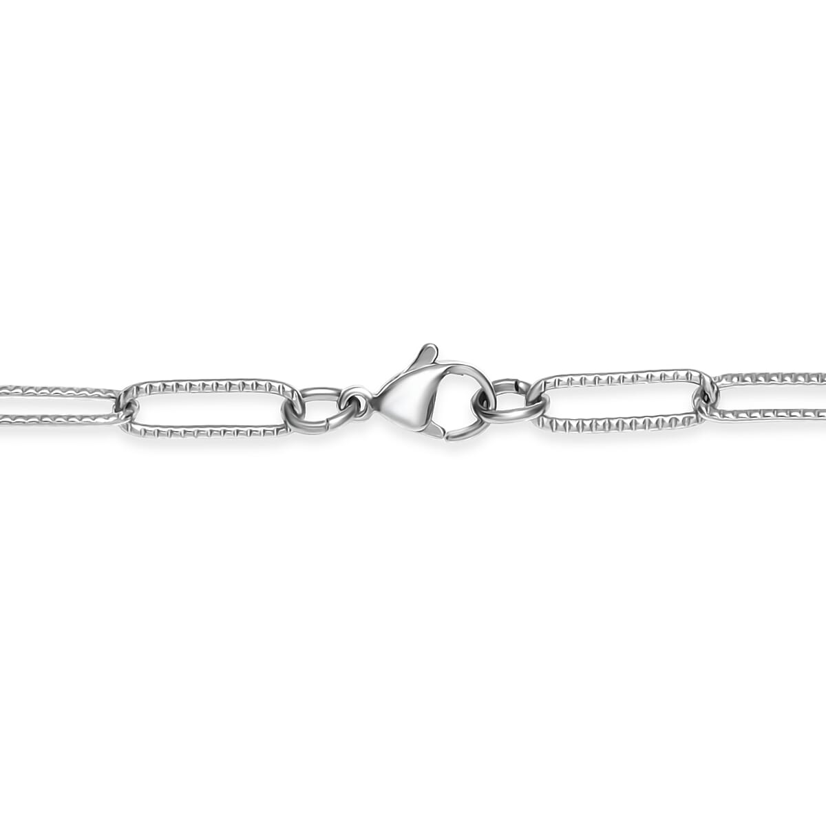 Blue Mabe Pearl Paper Clip Chain Necklace in Stainless Steel 20 Inches image number 4