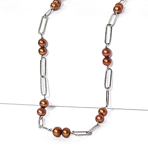 Brown Pearl (D) Necklace in Stainless Steel 20 Inches