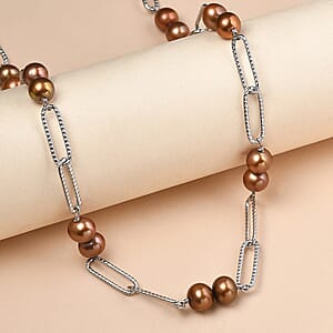 Brown Pearl (D) Necklace in Stainless Steel 20 Inches