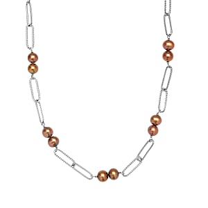 Brown Pearl (D) Necklace in Stainless Steel 20 Inches