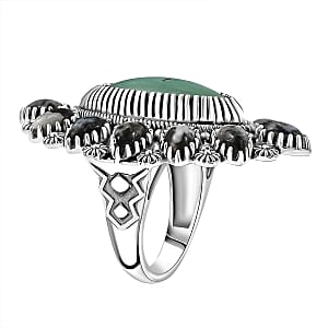 D'Joy Tahoe Nevada Turquoise, White Buffalo Artisan Crafted Ring in Sterling Silver 11.80 ctw (Size 8.0)