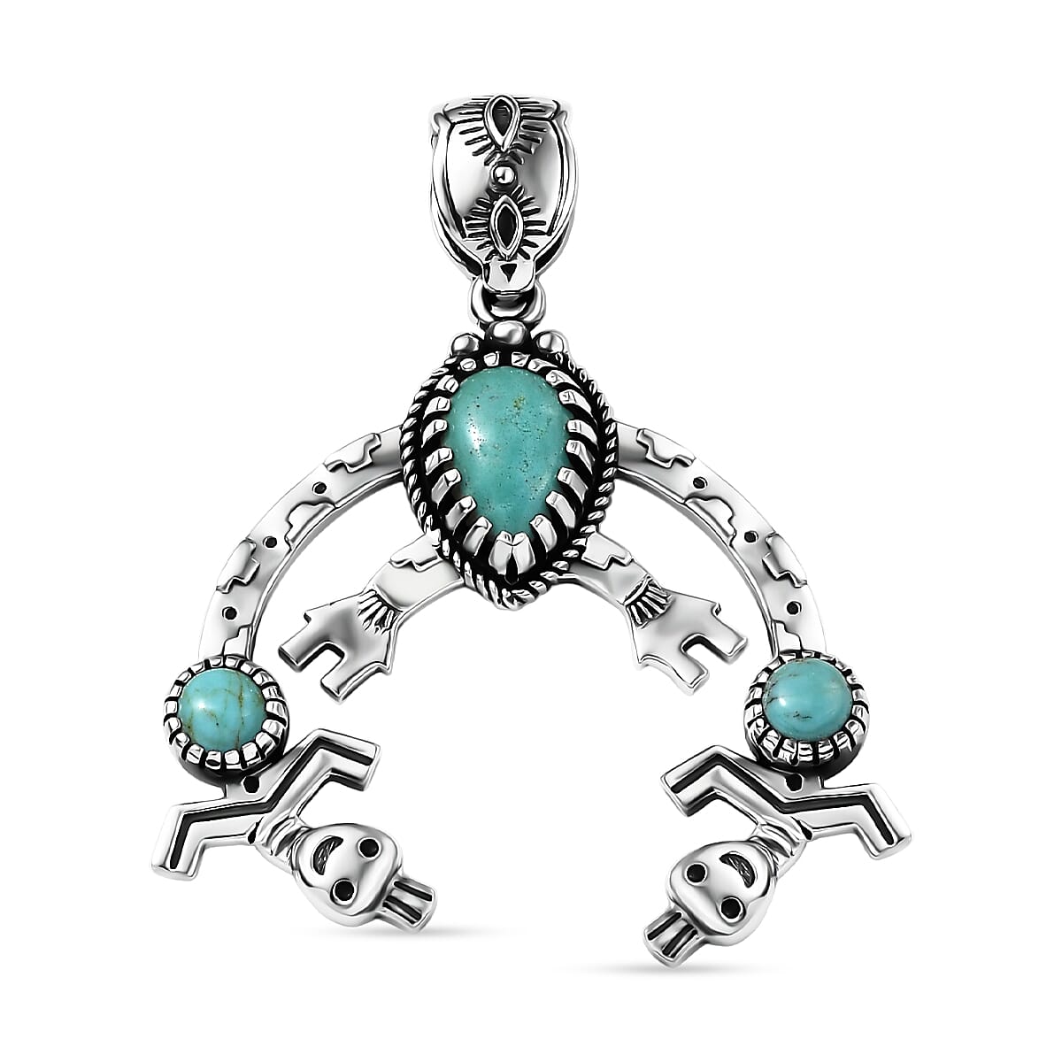 D'Joy Artisan Crafted Tahoe Naveda Turquoise 1.90 ctw Pendant without Chain in Sterling Silver image number 0
