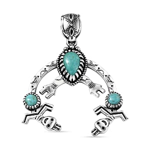 D'Joy Artisan Crafted Tahoe Naveda Turquoise 1.90 ctw Pendant without Chain in Sterling Silver