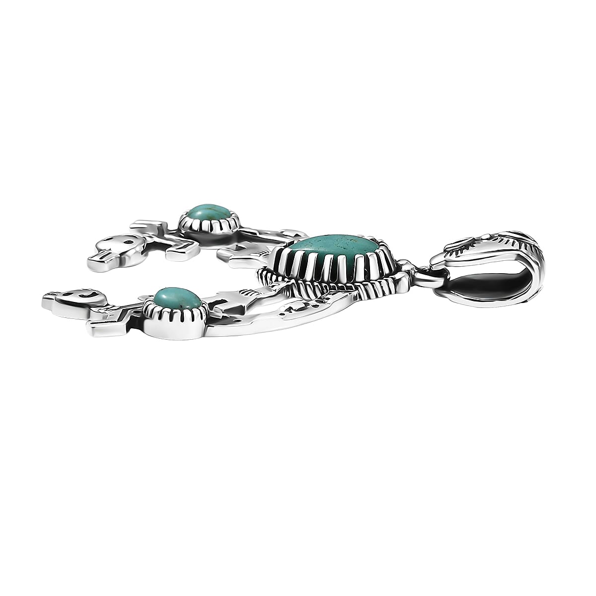 D'Joy Artisan Crafted Tahoe Naveda Turquoise 1.90 ctw Pendant without Chain in Sterling Silver image number 3