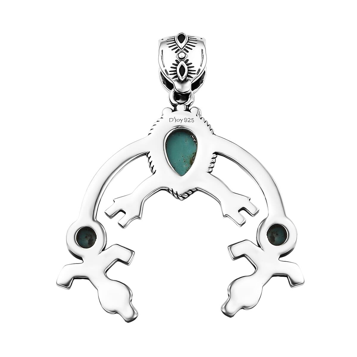 D'Joy Artisan Crafted Tahoe Naveda Turquoise 1.90 ctw Pendant without Chain in Sterling Silver image number 4