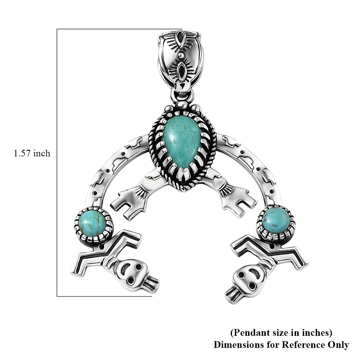 D'Joy Artisan Crafted Tahoe Naveda Turquoise 1.90 ctw Pendant without Chain in Sterling Silver image number 5
