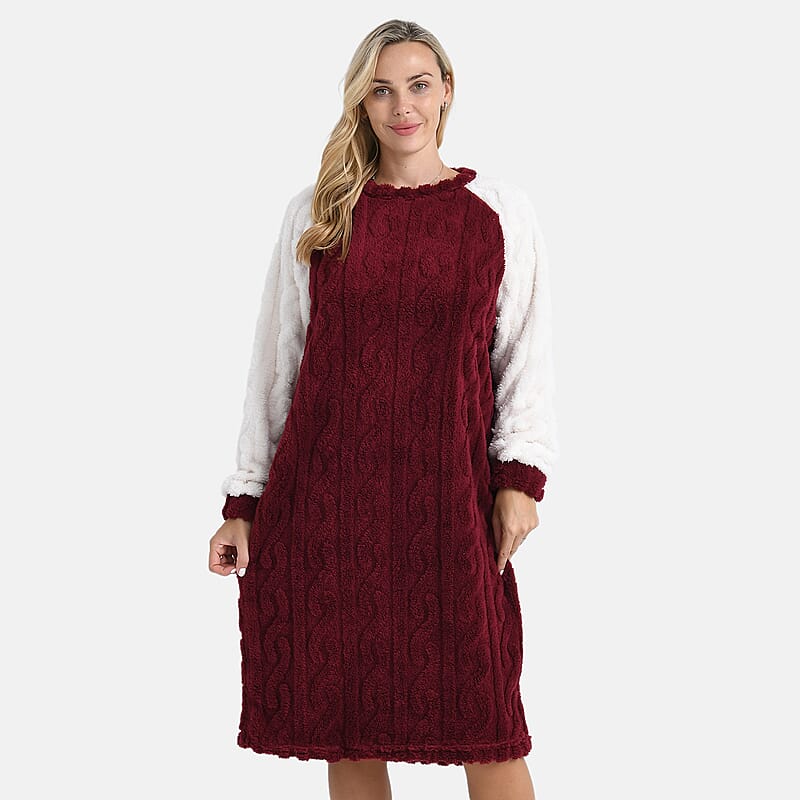Tamsy Burgundy Fleece Lounger - One Size Fits Most