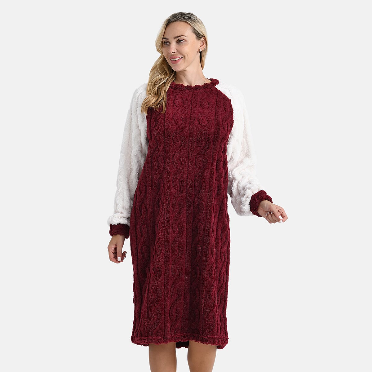 Tamsy Burgundy Fleece Lounger - One Size Fits Most image number 1