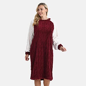 Tamsy Burgundy Fleece Lounger - One Size Fits Most