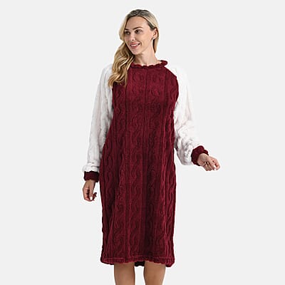 Tamsy Burgundy Fleece Lounger - One Size Fits Most