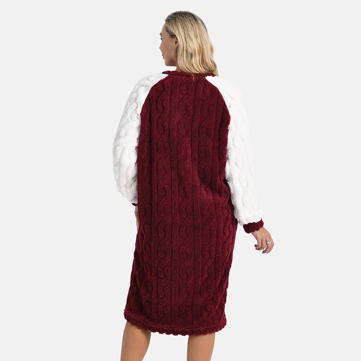 Tamsy Burgundy Fleece Lounger - One Size Fits Most image number 3