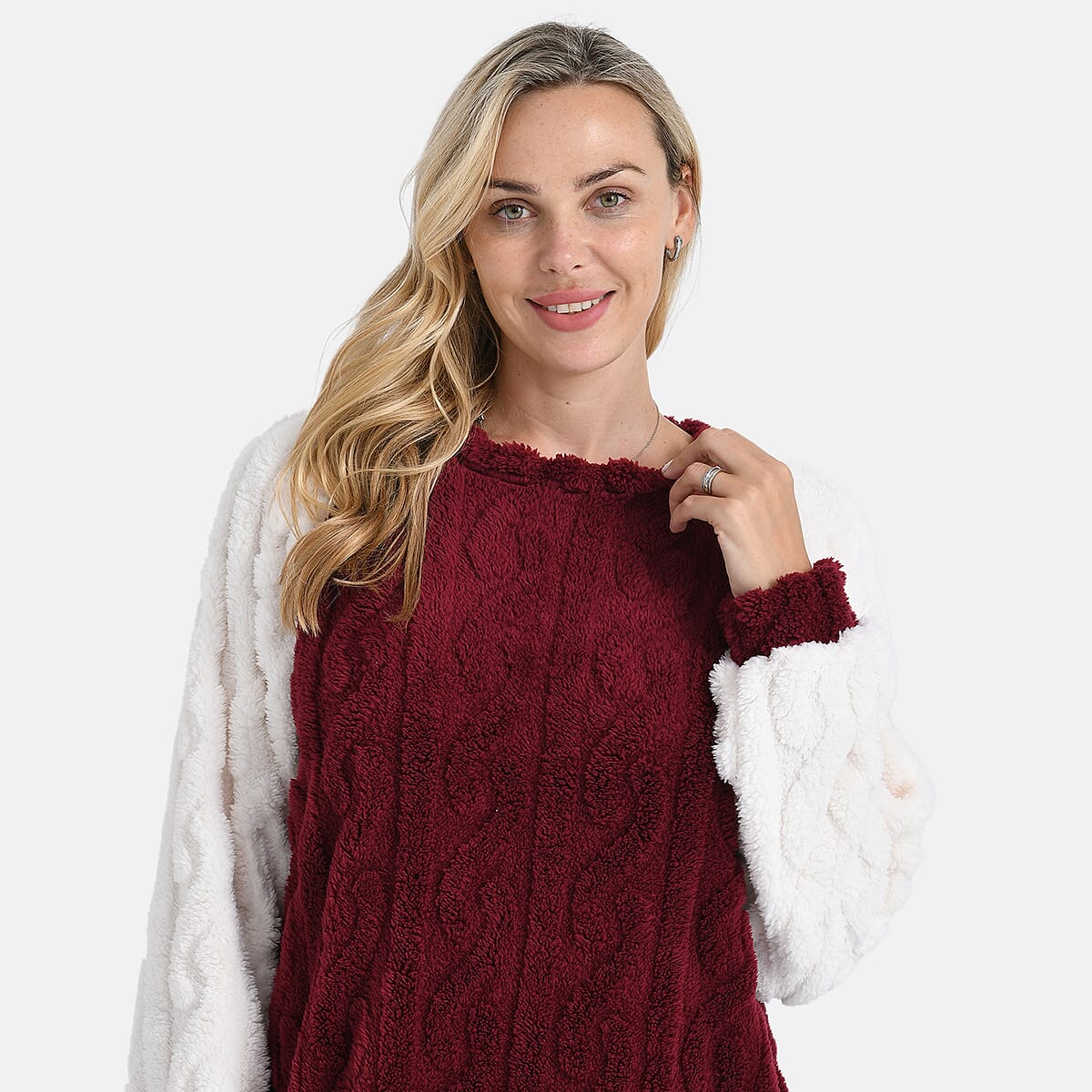 Tamsy Burgundy Fleece Lounger - One Size Fits Most image number 4