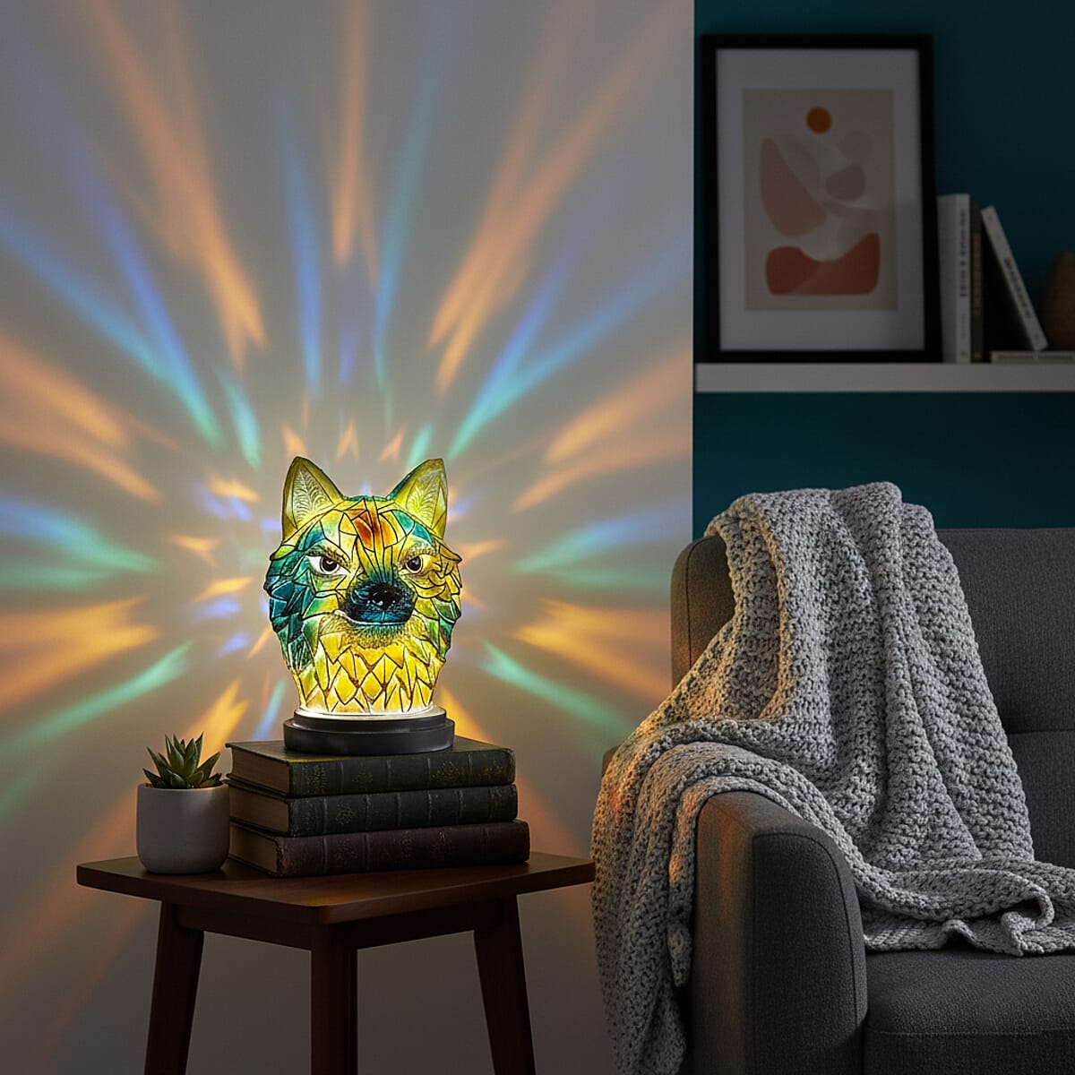 Livmore Resin Wolf Shaped Multicolor Light image number 1