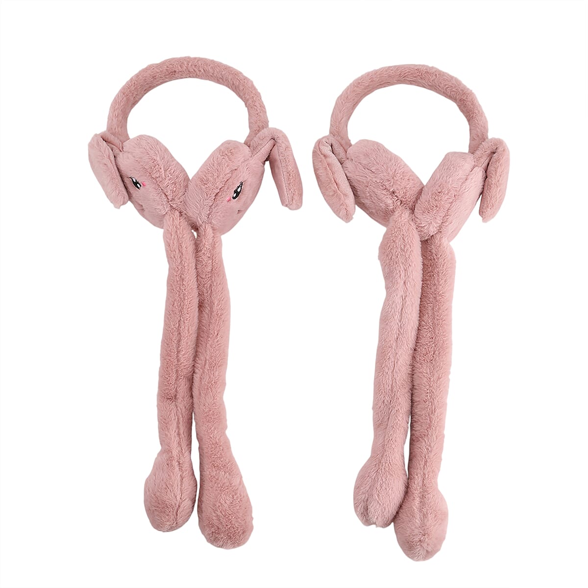 Doorbuster Tamsy Set of 2 Plain Pink and Animal Face Earmuff with Moving Jumping Rabbit Ears image number 0