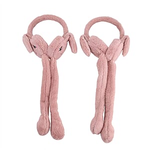 Doorbuster Tamsy Set of 2 Plain Pink and Animal Face Earmuff with Moving Jumping Rabbit Ears