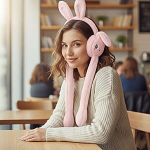 Doorbuster Tamsy Set of 2 Plain Pink and Animal Face Earmuff with Moving Jumping Rabbit Ears