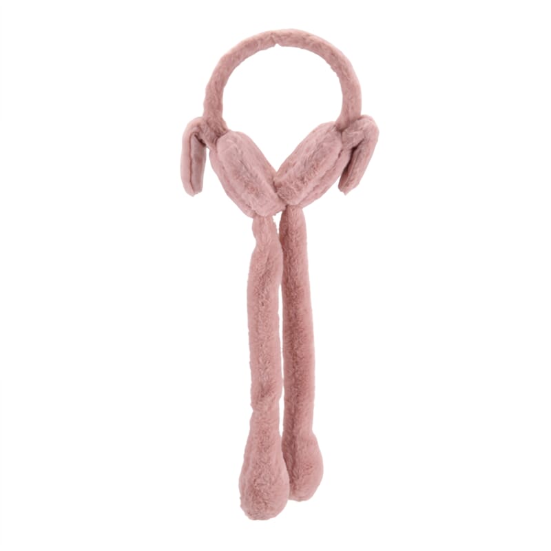Tamsy Set of 2 Plain Pink and Animal Face Earmuff with Moving Jumping Rabbit Ears