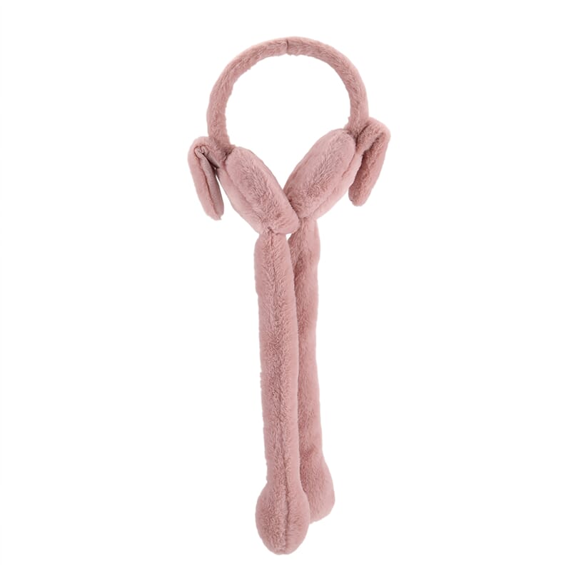 Tamsy Set of 2 Plain Pink and Animal Face Earmuff with Moving Jumping Rabbit Ears
