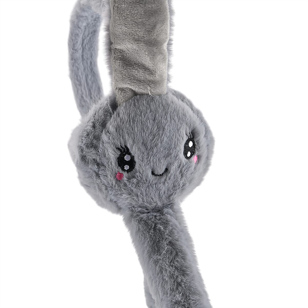  Tamsy Set of 2 Plain Grey and Animal Face Earmuff with Moving Jumping Rabbit Ears image number 6