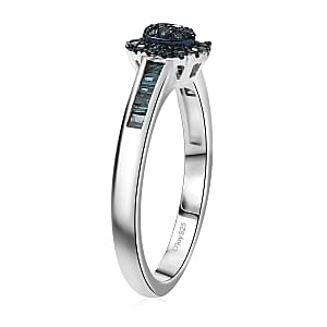D'Joy Blue Diamond 0.33 ctw Starlit Grace Ring in Rhodium Over Sterling Silver (Size 10.0)