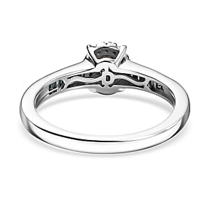 D'Joy Blue Diamond 0.33 ctw Starlit Grace Ring in Rhodium Over Sterling Silver (Size 10.0)