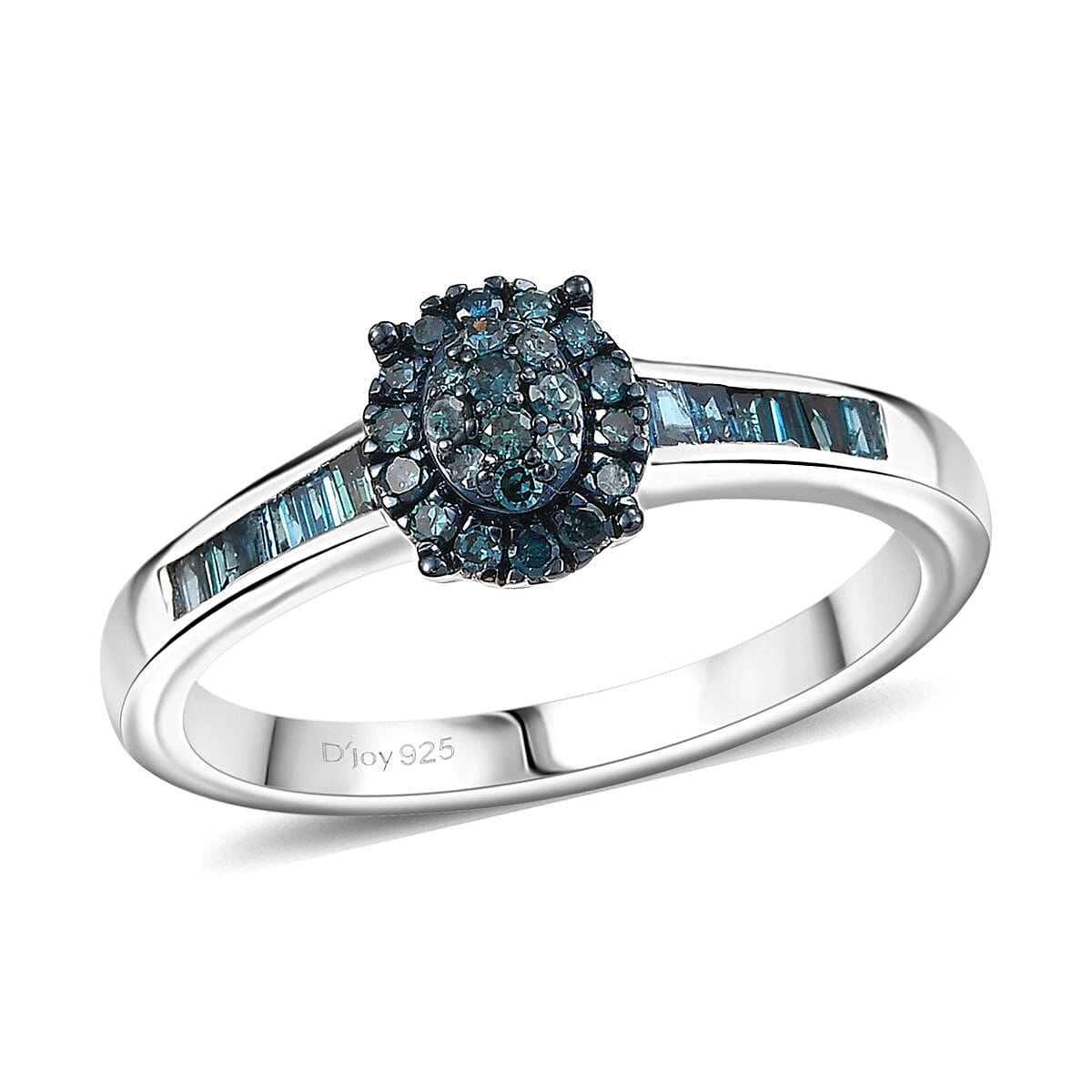 D'Joy Blue Diamond 0.33 ctw Starlit Grace Ring in Rhodium Over Sterling Silver (Size 7.0) image number 0
