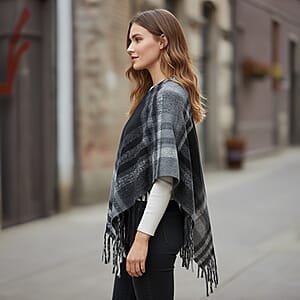 Tamsy Black Shawl with Fringes