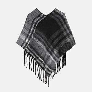 Tamsy Black Shawl with Fringes