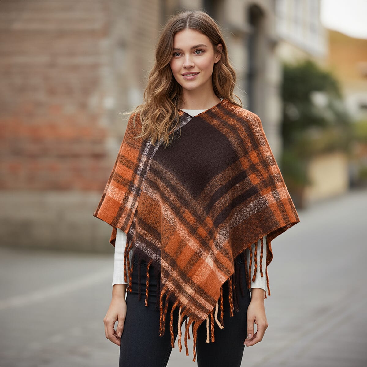 Tamsy Brown Shawl with Fringes image number 0