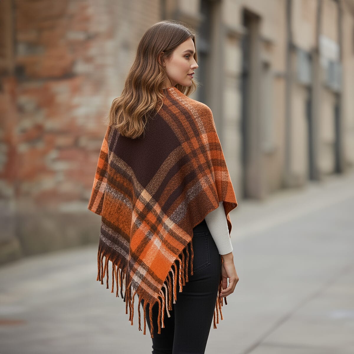 Tamsy Brown Shawl with Fringes image number 1